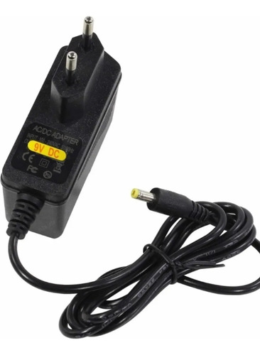 Fonte Caixa De Som 9v 2a Plug Fino Ponta Amarela Bivolt