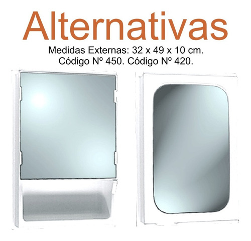 Botiquin Baño Espejo Peinador 1 Puerta 32x49x10 C6 Blanco