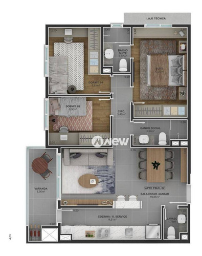 Imagem 3 de 21 de Apartamento Com 3 Dormitórios À Venda, 159 M² Por R$ 827.662 - Jardim América - São Leopoldo/rs - Ap3440