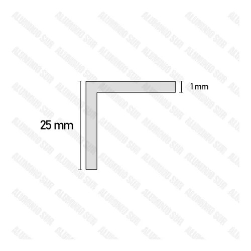 Perfil L Angulo Aluminio Natural 25x25 2mts Avellaneda