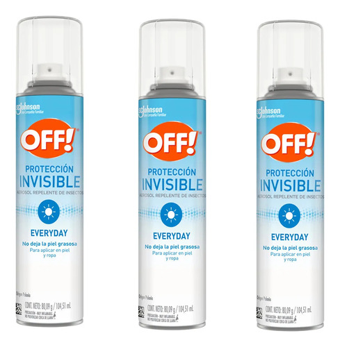 Off Repelente Aerosol Invisible Everyday Pack X 3 U.