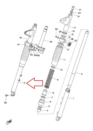 Cilindro Da Canela Direita Ls3 100 Original Yamaha