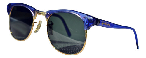 Anteojos De Sol Vintage Combinados Marco Azul Negro Azul Dorado