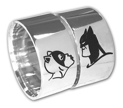 Alianças Batman E Mulher Gato Prata 10mm