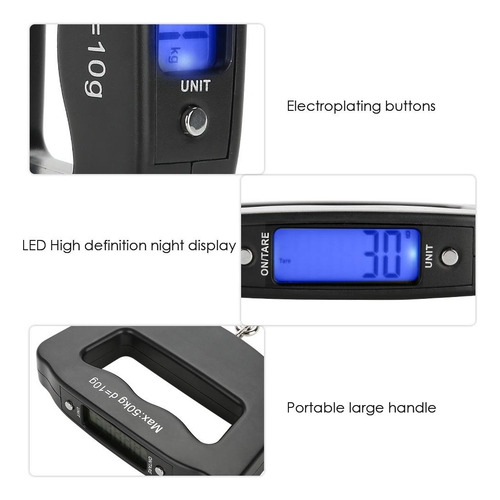 Bascula Colgante Electronica Portatil Precisa Romana Digital Negro 50 Kg