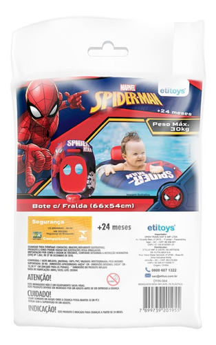 Imagem 2 de 3 de Bote Inflável Infantil Com Fralda 66x54cm Homem Aranha