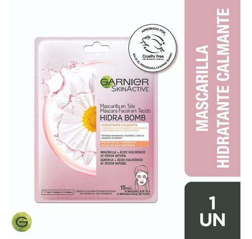 Garnier mascarilla skin active hidra bomb manzanilla 28gr