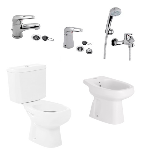 Juego Baño Sanitarios Roca Monaco + Kit Fijacion + Griferia Fv Arizona Lavatorio Ducha Bidet + Envio Gratis Caba