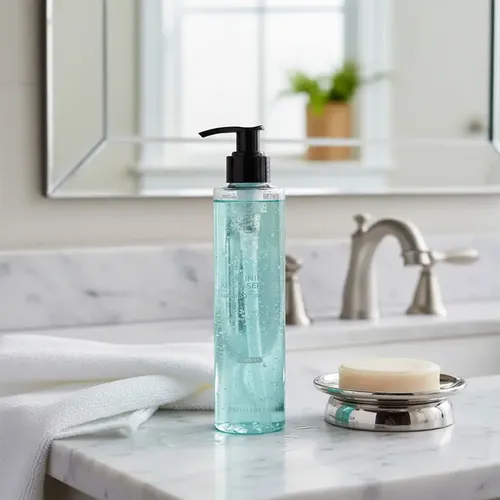 Foaming and gel facial cleanser product without people