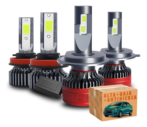 Kits De Led Chevrolet Beat H4 Faros Alta Baja H8 Luz Focos