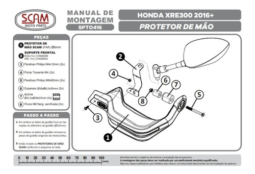Protetor Mão Xre 300 2016 2017 2018 2019 2020 Scam