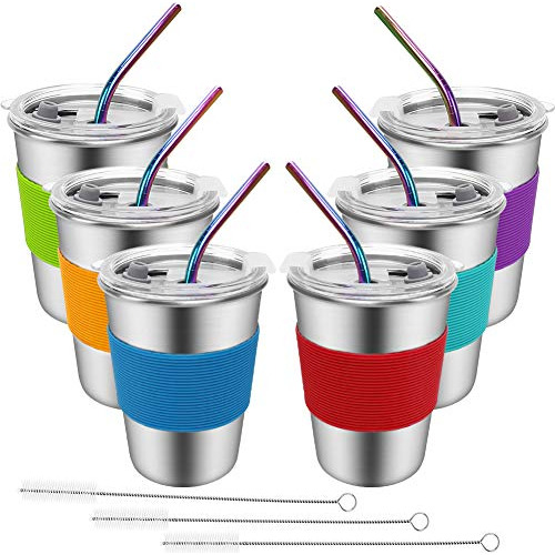 Spill Proof Kids Cups With Straws And Lids 6 Pack 12oz ...