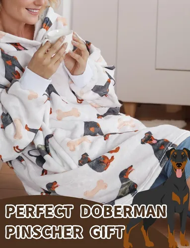 Manta Con Capucha Doberman Pinscher Regalos Para Todos Gris