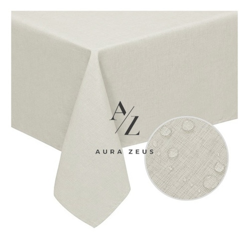 Mantel Rectangular Antimanchas 220 X 140 Cm Impermeable Blanco Mesa Aura Zeus