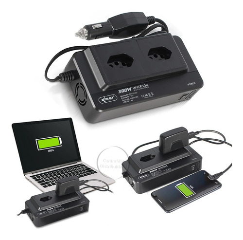 Imagem 3 de 8 de Inversor 12v Para 110v 300w Conversor Tensão E Usb 4 Portas