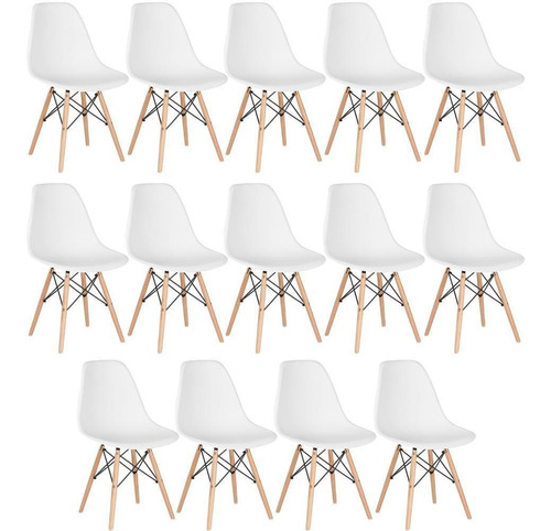 14 Cadeiras Eames Wood Cozinha Jantar Pés Palito Cores Cor da estrutura da cadeira Branco