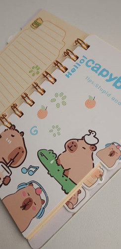 Libreta Capibara Con Separadores Mini Cuaderno Útiles