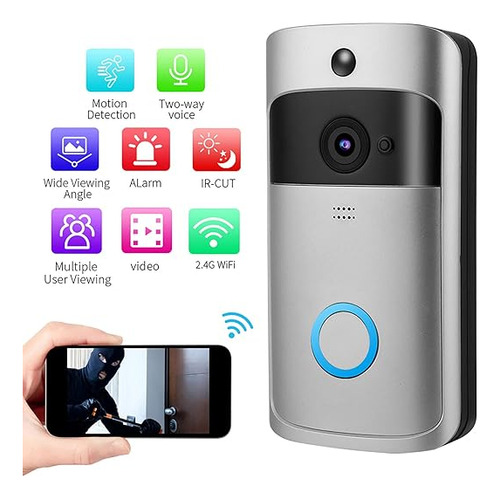 Cámara Con Timbre De Vídeo Wifi, Inalámbrica Inteom Para Ho