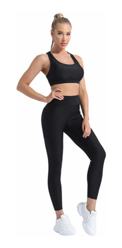 Conjunto Deportivo Liso Mujer Peto Y Pantalon Tiro Alto