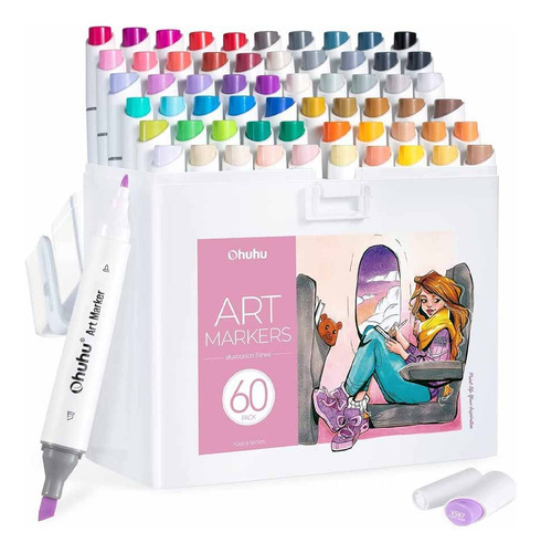 Ohuhu Y30-80402-35 Kit 60 Marcadores De Alcohol + 1 Blender Fina&biselada