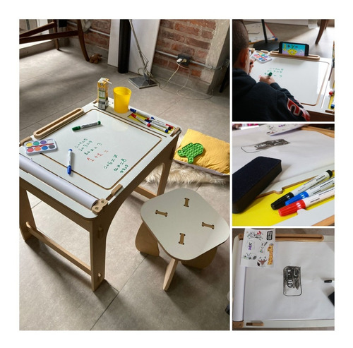 Imagen 3 de 6 de Mesa Didactica Fugi Montessori Con Pizarra Blanca