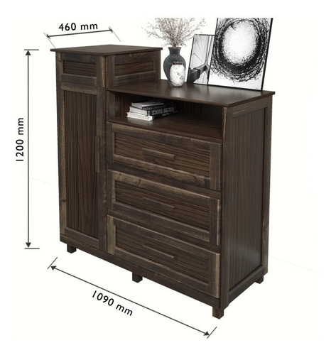 Cômoda Sapateira Com Espelho 1 Porta 3 Gavetas E Porta Wt