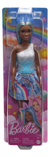 MattelBarbie Fantasía Muñeca Unicornio Falda De Ensueño Azul