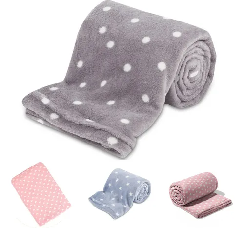 comprar Cobertor Para Bebê Manta em Fleece Microfibra Toque Macio Antialérgico Coberta Recém Nascido Menina ou Menino Bebe Toque Macio Poá Prata - 100% Poliéster - 90 cm X 1,10 m - Renova Enxovais