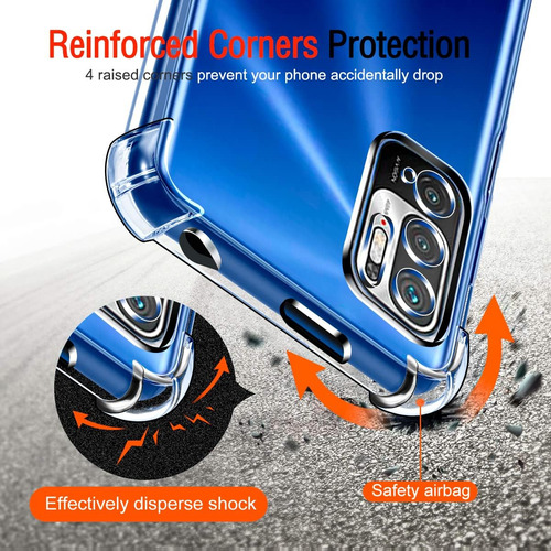 Funda Uso Rudo Silicona Tpu Suave Para Redmi Note 10 5g+mica Transparente Redmi Note 10 5g/note 10t 5g/note 11se 5g/xiaomi Poco M3 Pro 5g