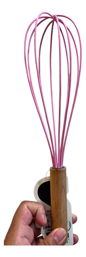 Batidor Globo Elegante Colores Vivos De Mango De Madera Rosa
