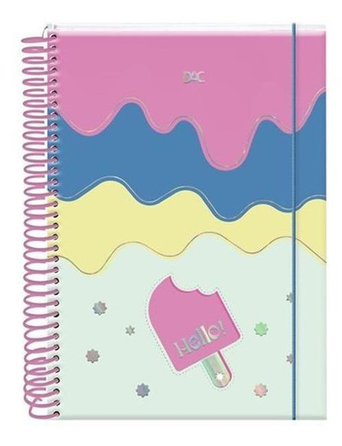 Caderno Colegial Hello 10 Materias Elastico Espiral Estudo