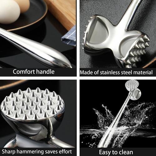 Meat Tenderizer Tool Ergonomic Meat Mallets 304 Stainless St
