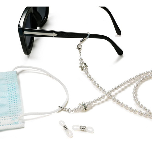 Cadena Para Gafas Ocr Con Perlas Blanco