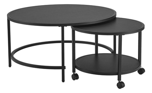 Set De 2 Mesa De Centro Minimalista De Madera 80 Con 47cm