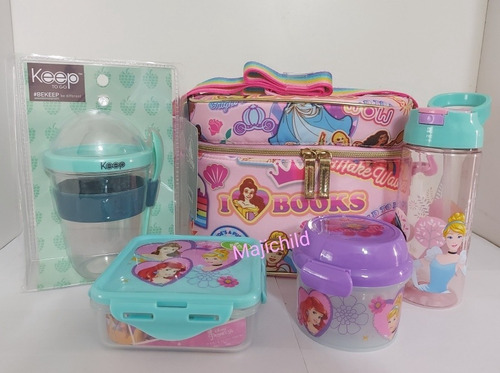 Pack Princesas Disney Lonchera,tomatodo,tapers Original 