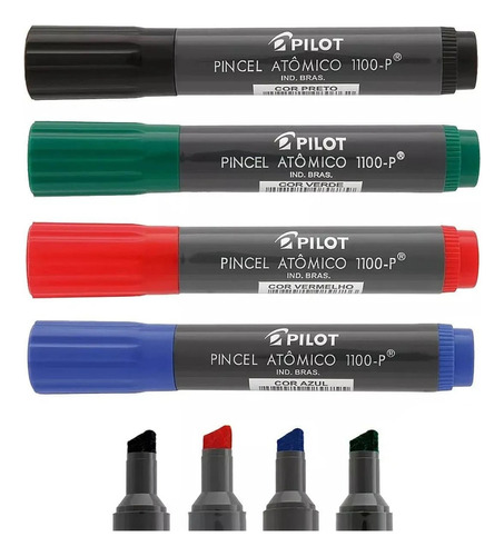 Kit 4 Cores Marcador Pincel Atômico Permanente 1100-p Pilot