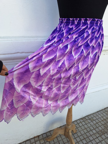 Falda Midi Violeta Hojas (Usado)