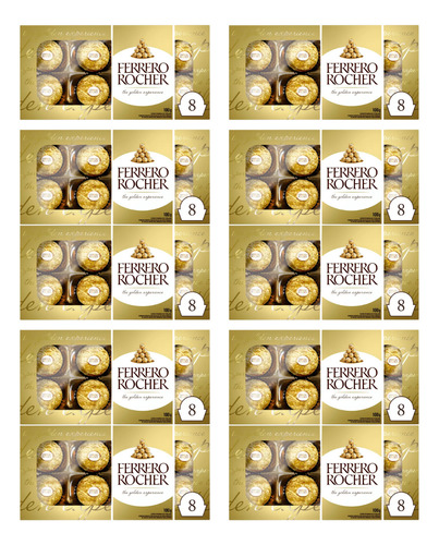 Kit Com 10 Caixas Bombom Ferrero Rocher Com 8 Unidades