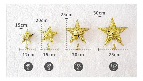 1 Estrella Con Luz Led De 25 Cm Para Punta De Árbol De Navid