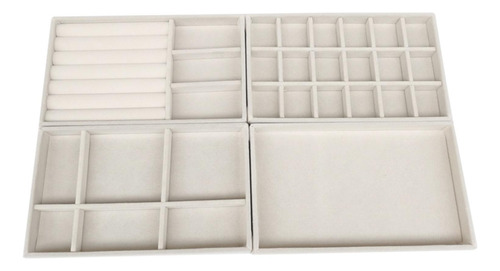 4 Bandejas Apilables Para Joyería, Organizador Beige