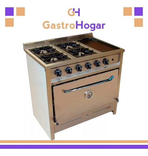 Cocina Industrial Gastroequip 4 Hornallas + Plancha 90 Cm