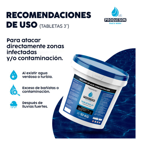 Cloro Para Alberca 10 Kg Tabletas 3 Pulgadas Proquison 90%