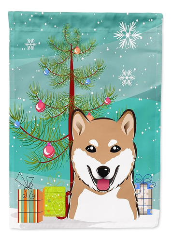 Caroline's Treasures Bb1597gf Árbol De Navidad Y Shiba Inu G