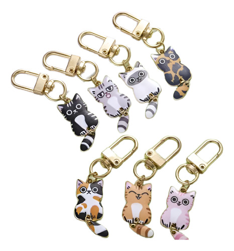 Llavero Gato Con Cola Móvil Metal Esmaltado Con Gancho