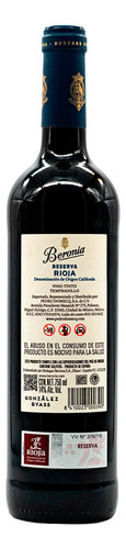 Beronia Reserva |vino Tinto Doca Español |14% Alcvol | 750ml