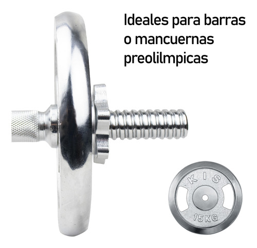 Disco Preolímpico Boomfit 5 Kg Cromado Con Agarres Prof