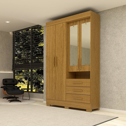 Guarda-roupa Solteiro 119,60cm 4 Portas 3 Gavetas Df