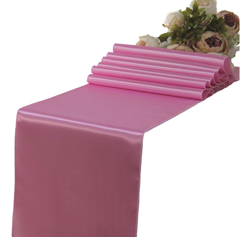 Welmatch Caminos De Mesa De Satn Rosa, 5 Unidades, Decoracin