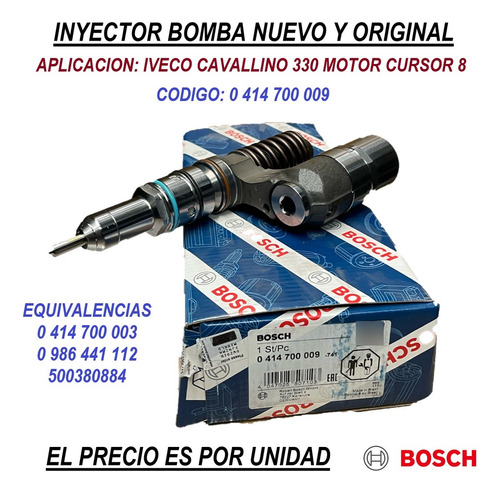 Inyector Bomba Iveco Cavallino Cursor 8 Bosch 0414700009/003