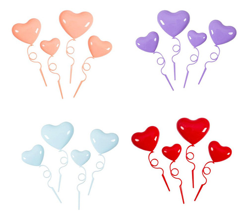 16pcs Cake Decorations Heart Shape 3d Love Ornaments